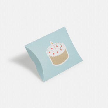 Pillow package with cake print image